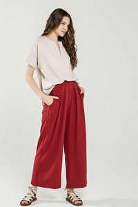 The Tessa Wide Leg Pleated Pants – Stretch Crepe Trousers