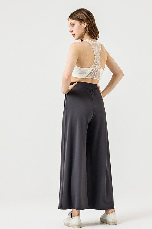 Monroe Wide Leg High Waisted Pants – Stretchy Dressy Lounge Trousers with Pockets