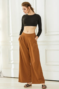 The Tessa Wide Leg Pleated Pants – Stretch Crepe Trousers