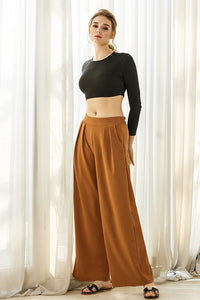 The Tessa Wide Leg Pleated Pants – Stretch Crepe Trousers