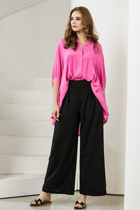 The Tessa Wide Leg Pleated Pants – Stretch Crepe Trousers