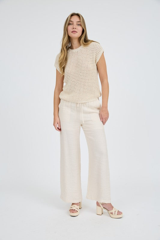 The Layla Crochet Sweater Knit Top – Cream Ivory
