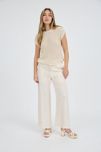 The Layla Crochet Sweater Knit Top – Cream Ivory