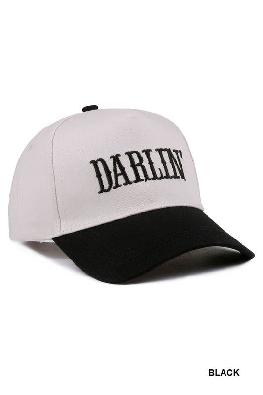 Darlin’ Two-Tone Embroidered Canvas Cap – Adjustable Baseball Hat