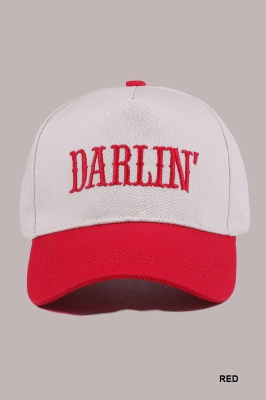 Darlin’ Two-Tone Embroidered Canvas Cap – Adjustable Baseball Hat