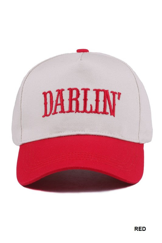 Darlin’ Two-Tone Embroidered Canvas Cap – Adjustable Baseball Hat