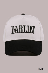 Darlin’ Two-Tone Embroidered Canvas Cap – Adjustable Baseball Hat