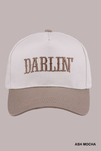 Darlin’ Two-Tone Embroidered Canvas Cap – Adjustable Baseball Hat