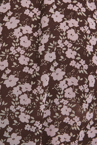 Hazel Ditsy Floral Smocked Waist Top – Long Sleeve Round Neck Blouse with Front Tie