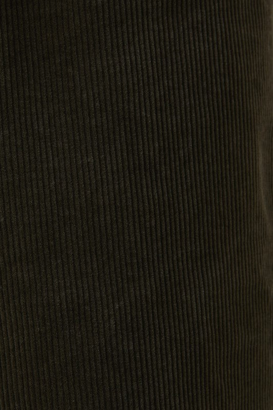 Camden Corduroy Utility Jumpsuit – Olive Green Half Sleeve Zip-Up One Piece