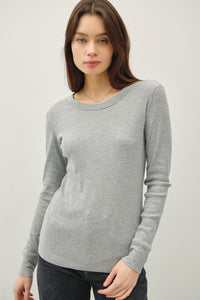 Sloane Ribbed Long Sleeve Round Neck Top – Soft Stretch Layering Essential (S–L)