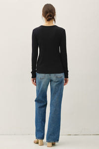 Sloane Ribbed Long Sleeve Round Neck Top – Soft Stretch Layering Essential (S–L)