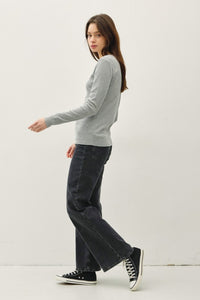 Sloane Ribbed Long Sleeve Round Neck Top – Soft Stretch Layering Essential (S–L)