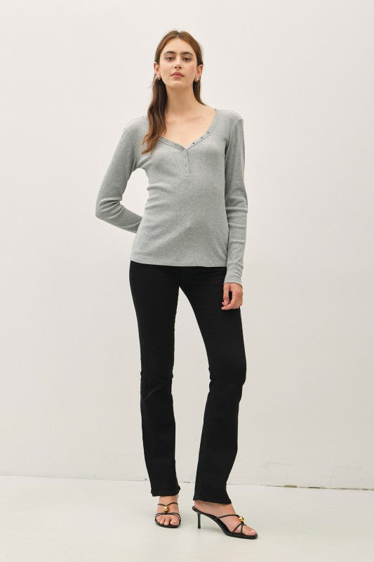 Camden Henley Long Sleeve Top – Soft Stretch Essential Layering Tee (S–L)