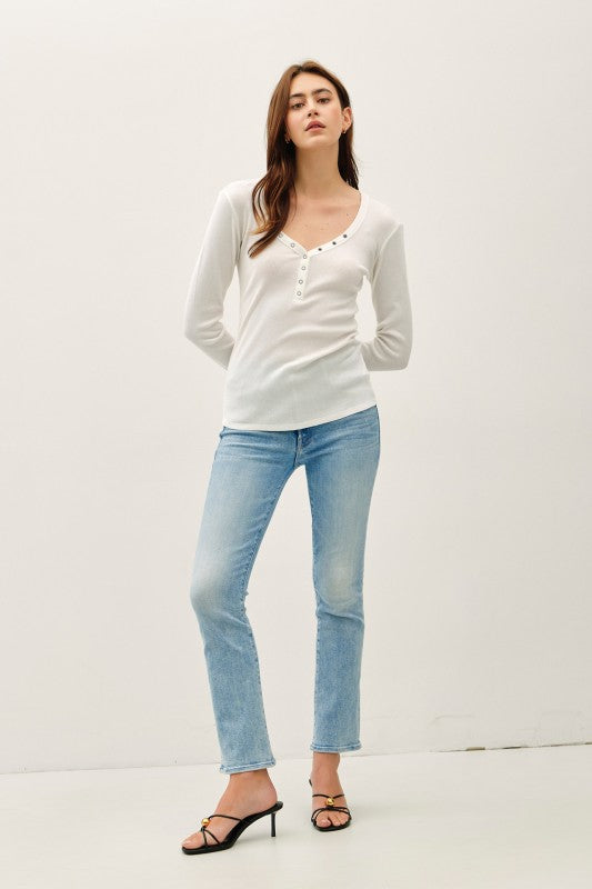 Camden Henley Long Sleeve Top – Soft Stretch Essential Layering Tee (S–L)