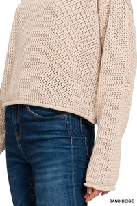 Hadley Sand Beige Textured Knit Drop Shoulder Sweater – Women’s Lightweight Cotton Pullover