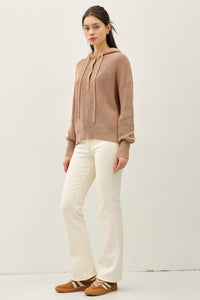 Sedona Trail Chunky Knit Hooded Henley Sweater – Cotton Boxy Fit Hoodie