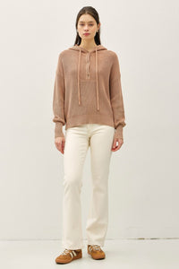 Sedona Trail Chunky Knit Hooded Henley Sweater – Cotton Boxy Fit Hoodie