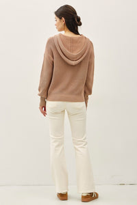 Sedona Trail Chunky Knit Hooded Henley Sweater – Cotton Boxy Fit Hoodie