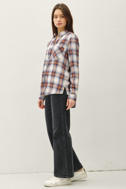 Savannah Relaxed Fit Plaid Button Down Shirt – Ultra Soft Rayon Flannel, Oversized Fall Top