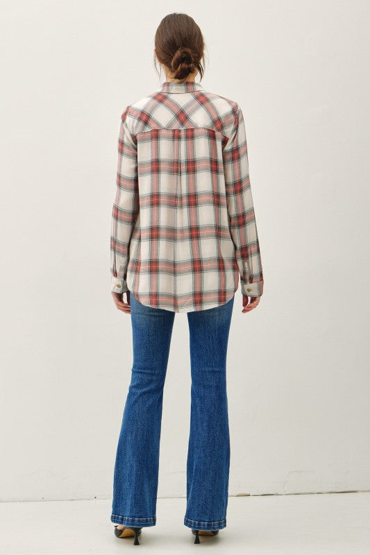 Savannah Relaxed Fit Plaid Button Down Shirt – Ultra Soft Rayon Flannel, Oversized Fall Top