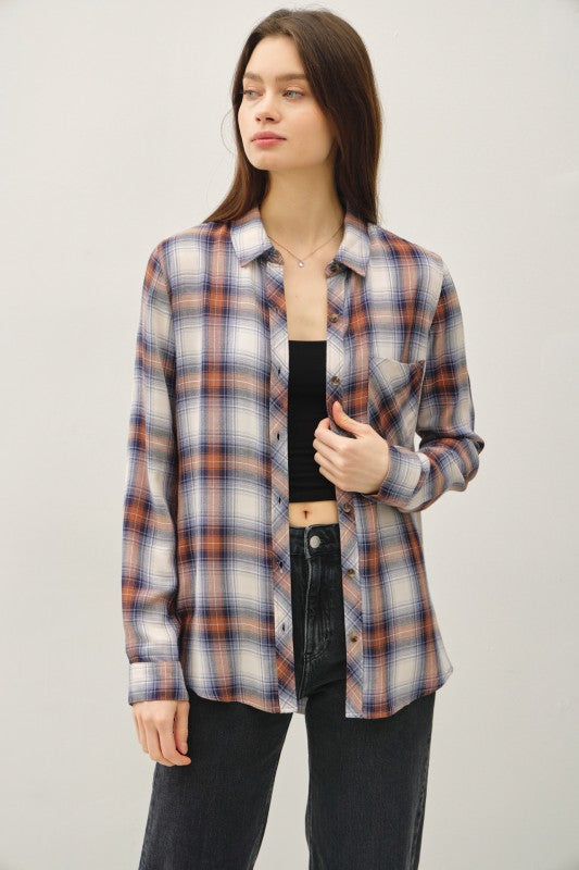 Savannah Relaxed Fit Plaid Button Down Shirt – Ultra Soft Rayon Flannel, Oversized Fall Top