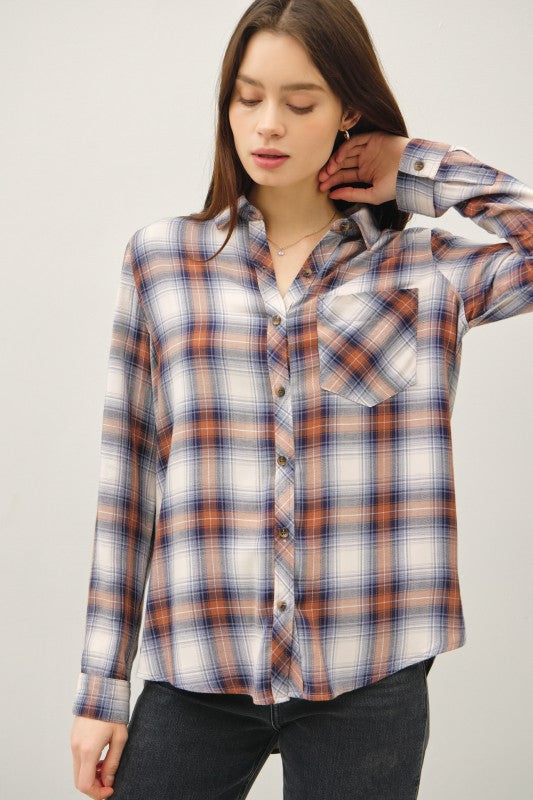 Savannah Relaxed Fit Plaid Button Down Shirt – Ultra Soft Rayon Flannel, Oversized Fall Top
