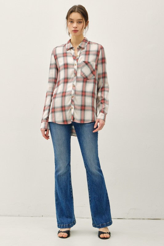 Savannah Relaxed Fit Plaid Button Down Shirt – Ultra Soft Rayon Flannel, Oversized Fall Top