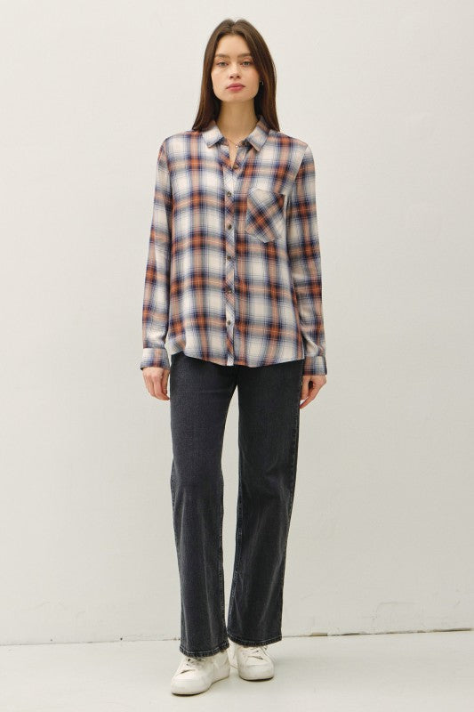 Savannah Relaxed Fit Plaid Button Down Shirt – Ultra Soft Rayon Flannel, Oversized Fall Top