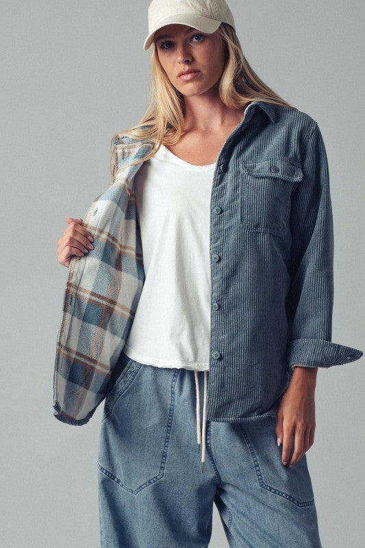 The Aspen Reversible Corduroy Plaid Shacket – Cozy Two-in-One Winter Layer