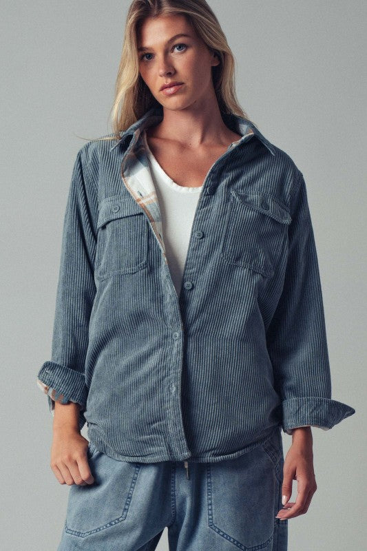 The Aspen Reversible Corduroy Plaid Shacket – Cozy Two-in-One Winter Layer