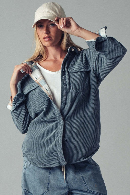 The Aspen Reversible Corduroy Plaid Shacket – Cozy Two-in-One Winter Layer