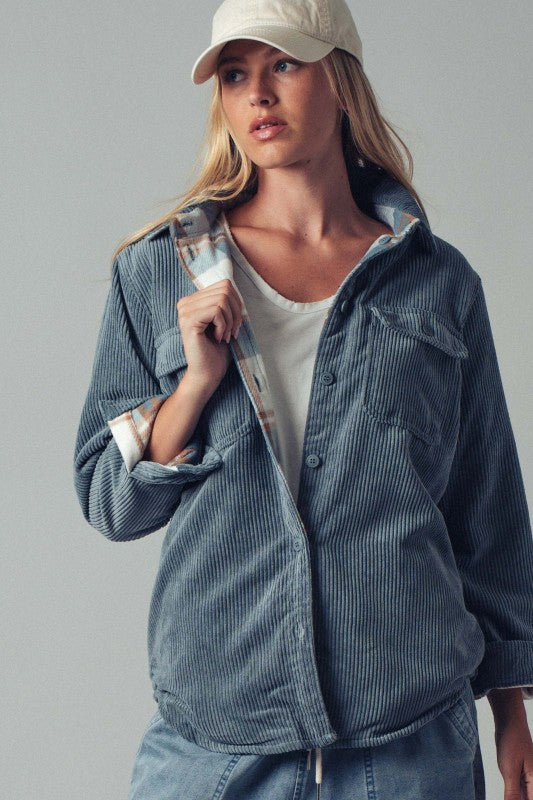 The Aspen Reversible Corduroy Plaid Shacket – Cozy Two-in-One Winter Layer