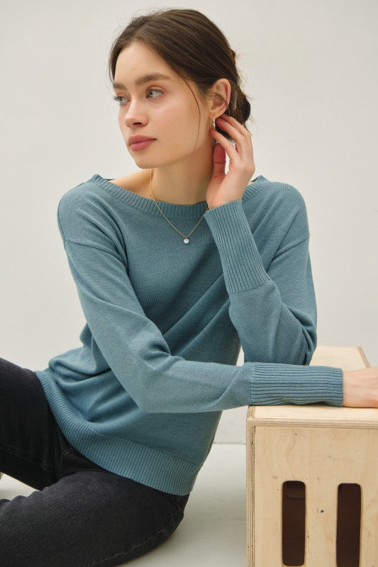 Claire Boat Neck Wool Blend Sweater – Ultra Soft Lightweight Pullover