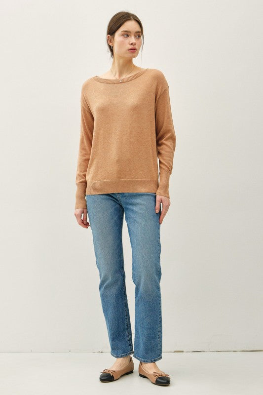 Claire Boat Neck Wool Blend Sweater – Ultra Soft Lightweight Pullover