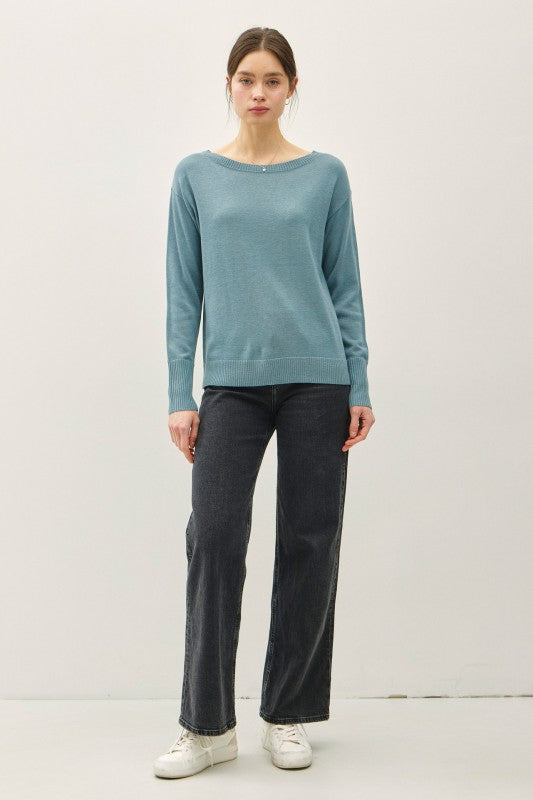 Claire Boat Neck Wool Blend Sweater – Ultra Soft Lightweight Pullover