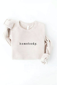 Homebody Graphic Sweatshirt – Ivory Cozy Fleece Pullover Crewneck for Women