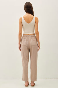 The Avery Tencel Blend Drawstring Pants: Dusty Mauve– Lightweight Tapered Lounge Trousers