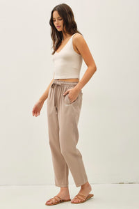 The Avery Tencel Blend Drawstring Pants: Dusty Mauve– Lightweight Tapered Lounge Trousers