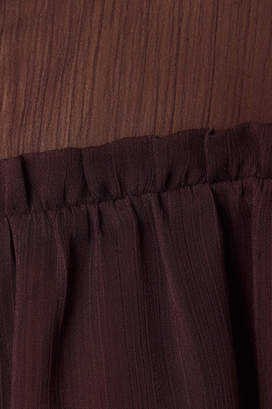 The Renata Sheer Tie-Front Blouse – Deep Brown Chiffon Top