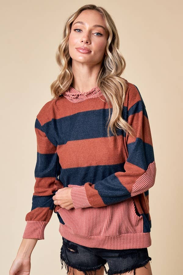 LMT4168-Love My Stripes Sweatshirt: RUST / L