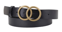 Double Circle Buckle Genuine Leather Belt