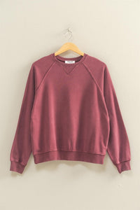 Everly Mineral Wash Crew Neck Sweatshirt – Chestnut, Black, Dark Cherry, Sage