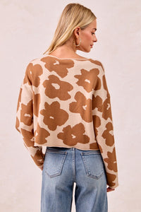 The Harper Floral Knit Sweater – Camel Bloom