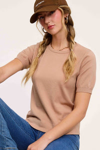 Everyday Knit Puff Sleeve Top – Available in Midnight & Pink Sand