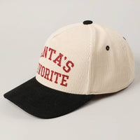 Santa’s Favorite Glitter Corduroy Hat – Red & Black Holiday Edition