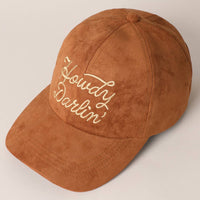“Howdy Darlin’” Suede Embroidered Baseball Cap – Western Style Adjustable Hat