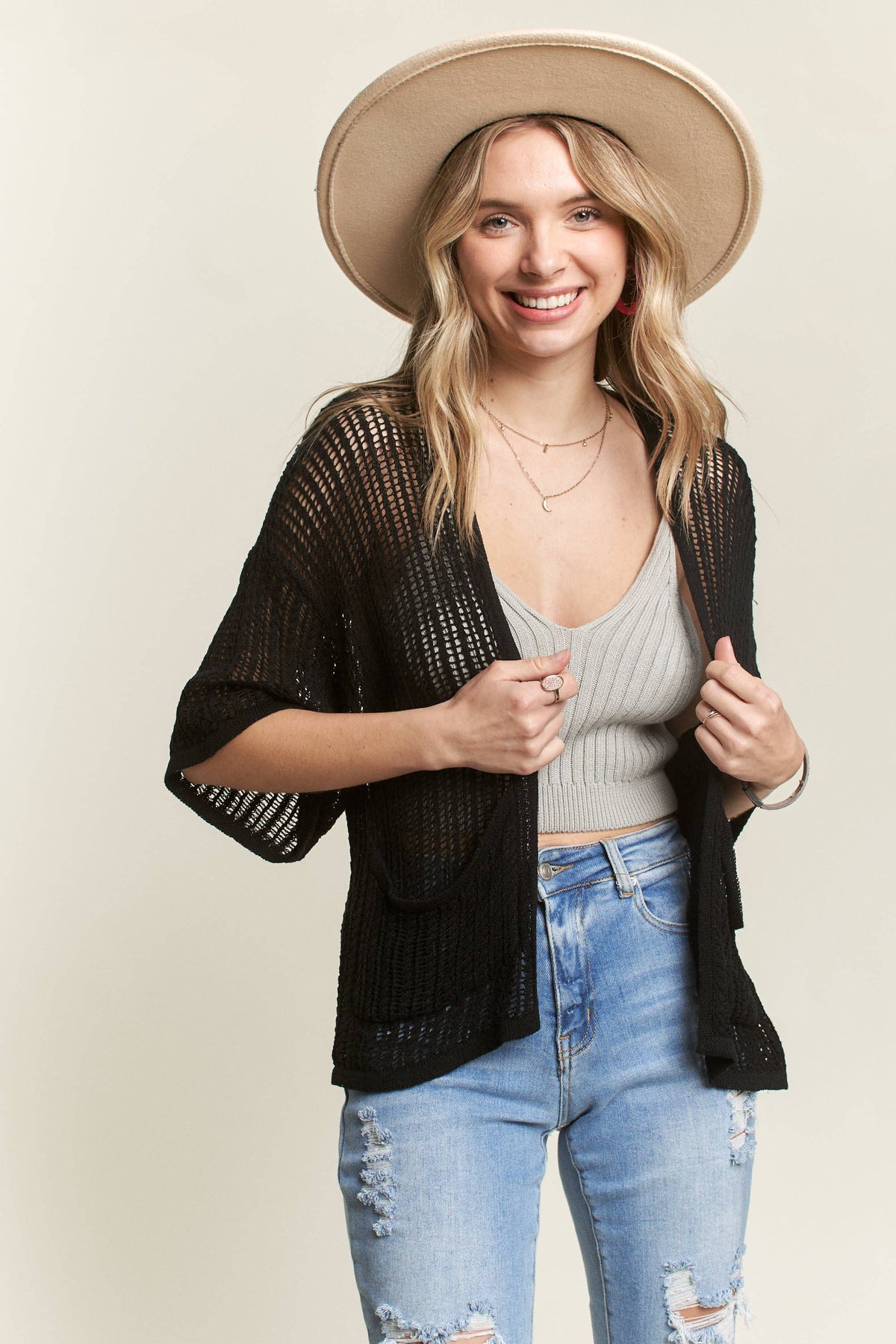 Ina Fishnet Short Sleeve Cardigan