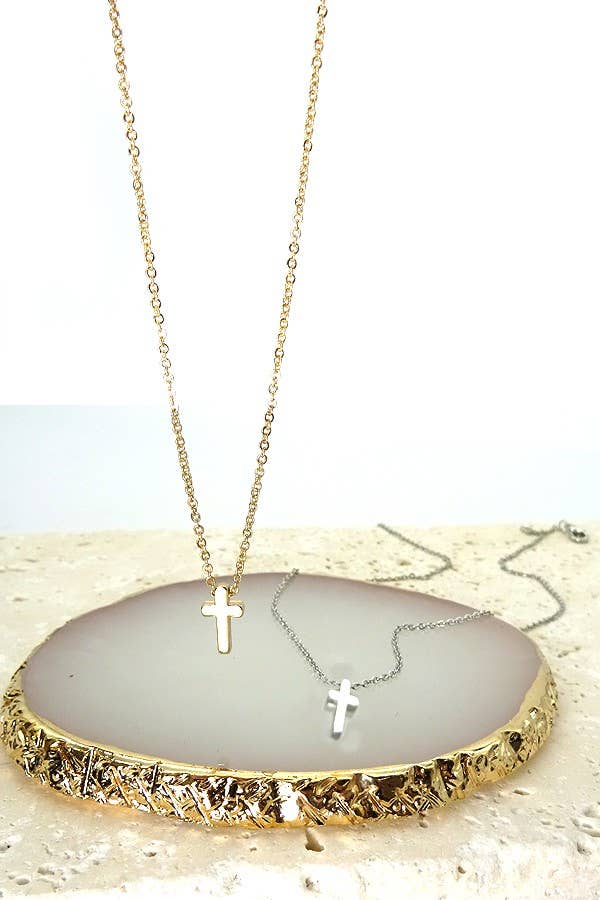 Classic Mini Cross Necklace | Petite Faith Pendant in Gold or Silver