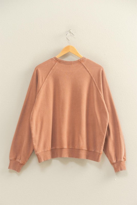 Everly Mineral Wash Crew Neck Sweatshirt – Chestnut, Black, Dark Cherry, Sage